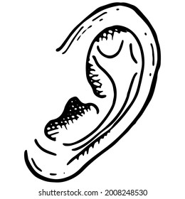 ilustración auricular dibujada a mano en estilo doodle