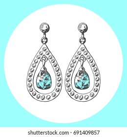 Hand drawn earrings. Icon in sketch style. Vector illustration.