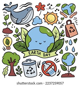Hand drawn earth day doodle 