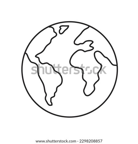 
Hand drawn Earth globe outline – simple planet illustration, eco world vector design on white background