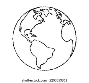 Hand drawn Earth globe.Planet Earth Icon.