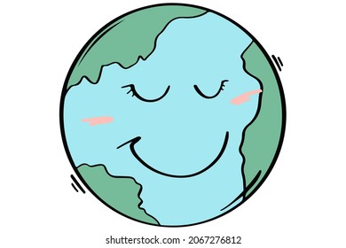 Hand drawn earth. Heart shape with earth. Sketch style. Day of peace