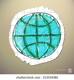 Hand drawn Earth icon. Isolated