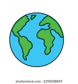 Tierra dibujada a mano aislada en fondo blanco,ilustración vectorial eps10