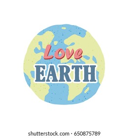 Hand drawn earth isolated on white background. Flat planet Earth icon. Vector illustration.