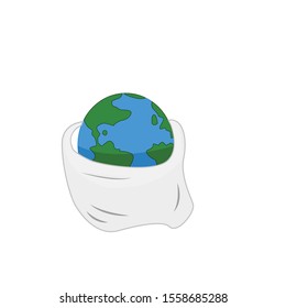 Hand drawn the earth in plastic bag with wording “ There is No planet B “ Design for save the world , no plastic bag campaign and all graphic used ,on white background color