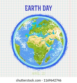 Hand drawn earth in the spase. Vector illustration for environment design, poster, t-shirt design.