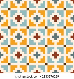 Hand Drawn Earthy Tones Tribal Vector Seamless Pattern. Navajo Graphic Print. Aztec Geometric Background. Ethnic Boho Design perfect for Textiles, Fabric