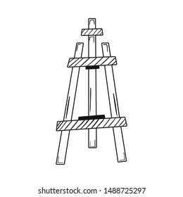 Hand drawn Easel isolated on a white. Sketch. Vector illustration.