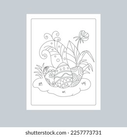 Hand Drawn Easter Background Line Art Illustration