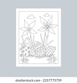 Hand Drawn Easter Background Line Art Illustration