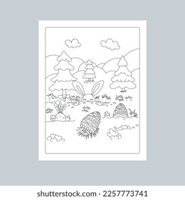 Hand Drawn Easter Background Line Art Illustration