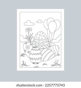 Hand Drawn Easter Background Line Art Illustration