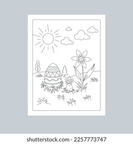 Hand Drawn Easter Background Line Art Illustration