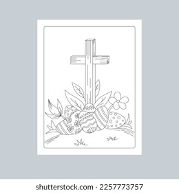 Hand Drawn Easter Background Line Art Illustration