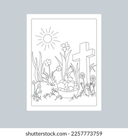 Hand Drawn Easter Background Line Art Illustration