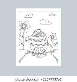 Hand Drawn Easter Background Line Art Illustration