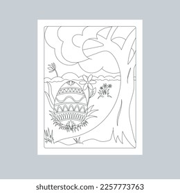 Hand Drawn Easter Background Line Art Illustration