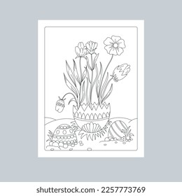 Hand Drawn Easter Background Line Art Illustration