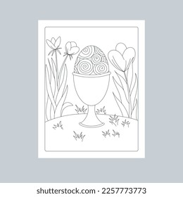 Hand Drawn Easter Background Line Art Illustration