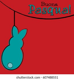 Hand drawn Easter bunny card in vector format. Words translate to "Happy Easter".