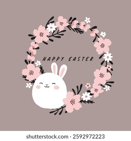 HAND DRAWN EASTER BUNNY EGG HOLIDAY RELIGION GIFTS GREETING CARD FLOWERS FLORAL