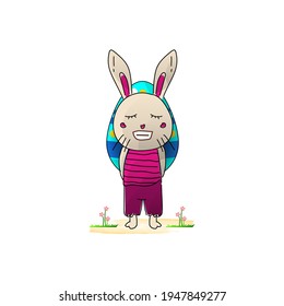 Händisch gezeichnete Osterhase mit Eierdesign