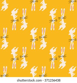 hand drawn easter bunny seamless pattern 
