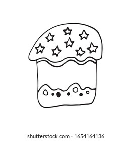 Hand drawn easter cake, bread. Doodle vector illustration in cute style. Element for greeting cards, posters, stickers and seasonal design. Isolated on white background