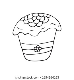 Hand drawn easter cake, bread. Doodle vector illustration in cute style. Element for greeting cards, posters, stickers and seasonal design. Isolated on white background