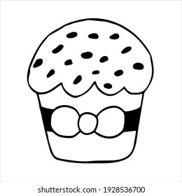 Hand drawn easter cake, bread. Doodle vector illustration in cute style. Design for Easter, postcards, stickers. Isolated on white background