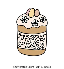 Hand drawn easter cake, bread. Doodle vector illustration