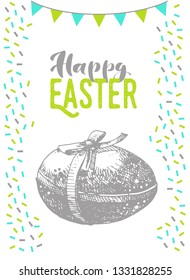 Hand drawn easter card with hand lettering. Greeting cards with egg
