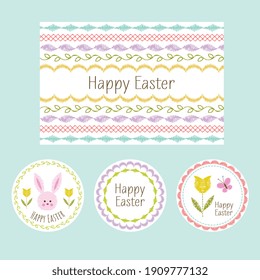 hand drawn Easter cards and circle labels