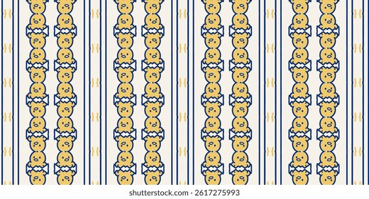 Hand Drawn Easter Chick Pattern in Navy and Gold