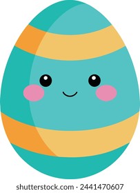 Hand drawn easter day colour egg with cute face