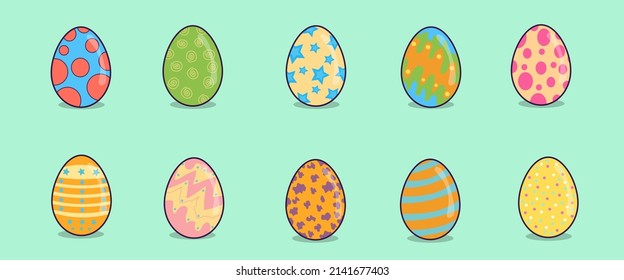 Hand drawn easter day eggs with happy colours 