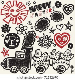 hand drawn easter design elements