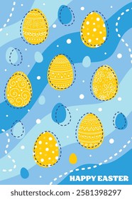 Hand drawn Easter egg. Abstract Easter greeting card in cartoon style. Vector illustration 