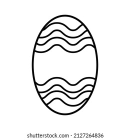 Hand drawn easter egg. Black and white.  Vector illustration in doodle style on white background