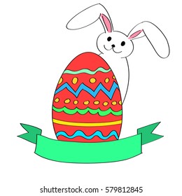 Hand drawn Easter egg and bunny