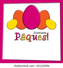 Hand drawn Easter egg card in vector format. Words translate to "Happy Easter".