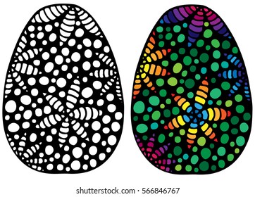 Hand drawn Easter egg with colorful flower for coloring book for adult and design elements. Can be used for card, invitation, posters, texture backgrounds, placards, banners.