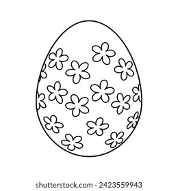 Hand drawn Easter egg.  Coloring book page antistress for adults and children. Beautiful doodle ornament. Vector outline sketch illustration isolated on white background. 