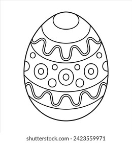 Hand drawn Easter egg.  Coloring book page antistress for adults and children. Beautiful doodle ornament. Vector outline sketch illustration isolated on white background. 