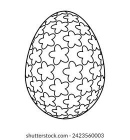 Hand drawn Easter egg.  Coloring book page antistress for adults and children. Beautiful doodle ornament. Vector outline sketch illustration isolated on white background. 