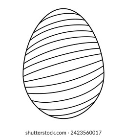 Hand drawn Easter egg.  Coloring book page antistress for adults and children. Beautiful doodle ornament. Vector outline sketch illustration isolated on white background. 
