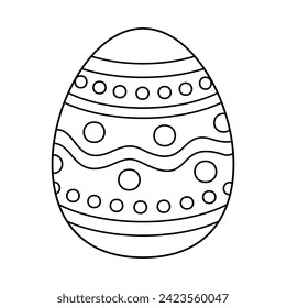 Hand drawn Easter egg.  Coloring book page antistress for adults and children. Beautiful doodle ornament. Vector outline sketch illustration isolated on white background. 