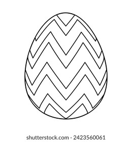 Hand drawn Easter egg.  Coloring book page antistress for adults and children. Beautiful doodle ornament. Vector outline sketch illustration isolated on white background. 