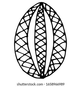 Hand drawn Easter egg with decoration. Isolated doodle stock vector illustration in cute zen art style on white background. 